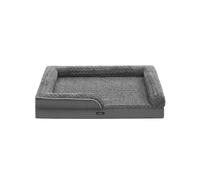 Feandrea Cama Perro Grande, Caseta para Mascotas, Ortopédica con Espuma Corrugada, Bordes Elevados Acolchados, Funda Extraíble Motivo Rosa Peluche, 122 x 89 x 18 cm, Gris Pizarra PGW254G02