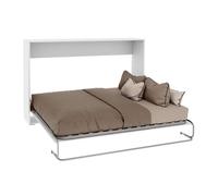 Cama plegable 135x190 cm dormitorio juvenil, cama de invitados abatible horizontal blanco mate