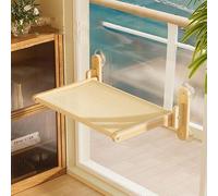 Cama plegable de madera con ventana para gatos, hamaca con ventana para gatos, posadera, ropa de cama y muebles, asiento para tomar el sol, 50/60 x 37,2 x 23 cm, adecuado hasta 15 kg (color madera
