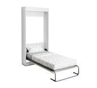 Miroytengo Cama Plegable Dormitorio Juvenil Cama de Invitados Abatible Vertical Color Blanco Mate 90x190 cm