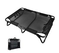 Cama plegable portátil para perros: mascota grande/mediana/pequeña, sofá de salón elevado para interiores y exteriores para viajes/camping/parque/balcón, negro (tamaño: XL (120 x 80 x 22 cm)) vision