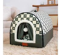 Cama portátil para perros con asa, cama cálida para mascotas, antiansiedad, tienda de campaña para mascotas, con cojín extraíble, iglú para gatos con parte inferior antideslizante (78 x 56 x 52 cm