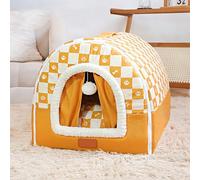 Cama portátil para perros con asa, cama cálida para mascotas, antiansiedad, tienda de campaña para mascotas, con cojín extraíble, iglú para gatos con parte inferior antideslizante (78 x 56 x 52 cm