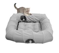 Cama rectangular para gatos, cueva rectangular de 4 vías para mascotas, juguete de túnel transpirable para gatitos, camas de túnel de juguete de felpa para gatitos, cama y cueva 2 en 1, para sala de