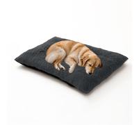 Cama rectangular para perro, cálida, lavable, ortopédica, cojín para mascotas, colchón de tamaño pequeño con parte inferior antideslizante (110 x 75 x 10 cm, gris oscuro)