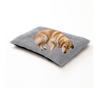 Cama rectangular para perro, cálida, lavable, ortopédica, cojín para mascotas, colchón de tamaño pequeño con parte inferior antideslizante (122 x 85 x 12 cm, gris claro)