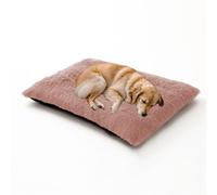 Cama rectangular para perro, cálida, lavable, ortopédica, cojín para mascotas, colchón de tamaño pequeño con parte inferior antideslizante (65 x 48 x 8 cm, rosa)
