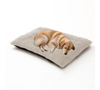 Cama rectangular para perro, cálida, lavable, ortopédica, cojín para mascotas, colchón de tamaño pequeño con parte inferior antideslizante (110 x 75 x 10 cm, color blanco roto)