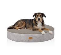 Cama redonda Bolster de Knuffelwuff con un material de peluche acogedor y laterales tipo gamuza Ø100cm Gris claro