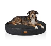 Cama redonda Bolster de Knuffelwuff con un material de peluche acogedor y laterales tipo gamuza Ø120cm Gris oscuro