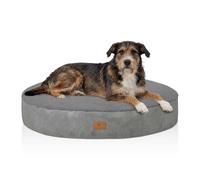 Cama redonda Bolster de Knuffelwuff con un material de peluche acogedor y laterales tipo gamuza Ø70cm Gris