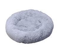 Cama redonda de felpa para mascotas, con forma de dona, cojín para perro, lavable a máquina, antideslizante, desmontable, cama antiansiedad para perros y gatos (60 cm, gris claro)