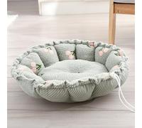 Cama redonda para mascotas con diseño de cordón, nido de terciopelo y pana, suave y acogedora cesta con cojines en forma de flor con diseño versátil de doble uso para cachorros, gatitos en interiores