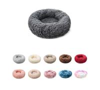 Cama redonda para perros casa para perros alfombra larga de felpa nido de gatos cesta de perro cojín suave cálido mascotas para dormir suministros invierno (color: cremallera gris claro, tamaño: XL-80