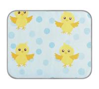Cama refrescante para perro con diseño de pollitos amarillos de dibujos animados de lunares, color azul claro, alfombrilla de refrigeración para pollos, para interiores, no eléctrica, 22 x 27.6