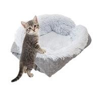 Cama relajante para gatos - 38 x 38 cm, 220 g, lino suave lavable, casa de suministros para perros | interior y exterior invierno viaje coche camping escritorio silla sofá habitación pequeña mascotas