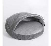Cama relajante y esponjosa para perros, cueva de felpa extraíble y lavable para mascotas pequeñas y medianas, cálida y cómoda, nido de dormir para cachorros, no se pliega fácilmente (gris, grande)