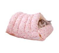 Cama Rosa para Gatos, Bonito Saco de Dormir Tipo Cueva, Cama Gruesa y cálida para Mascotas, Tienda de campaña Cerrada Lavable para Gatos de Interior, Perros pequeños, Saco de Dormir calmante