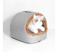 Cama semicerrada para gatos - Casa de dormir cálida para invierno, cama interior cerrada para gatos pequeños y cachorros | Cat Condos for Winter, Comfortable Burrow Beds for Kittens, Puppies and Small