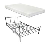 Cama simple laos con somier y colchón metal 120 x 200 cm - gris oscuro mate [en.casa]