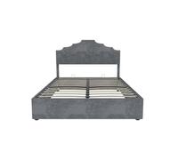 Cama tapizada 140x200 - cabezal suave y cómodo, almacenamiento con pistón neumático - gris