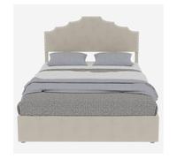 Cama tapizada 140x200 - minimalista, cabecero suave, canapé alto con pistón - beige