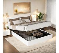 Cama tapizada de 140 x 190 cm con espacio de almacenamiento, cama de almacenamiento hidráulico con cabecero ajustable, cama doble juvenil con USB, cama funcional con somier, forro polar de peluche