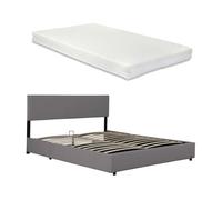 Cama tapizada juva con colchón 180x200cm - gris corium