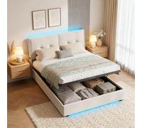 Cama tapizada para cama de matrimonio de 160 x 200 cm, espacio de almacenamiento hidráulico, con LED y USB, cama juvenil con espacio de almacenamiento, cabecero con somier y caja de cama (terciopelo