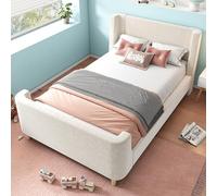 Cama tapizada para niños de 90 x 200 cm, estructura de cama con somier de láminas y cabecero, cama individual trineo con estampado cósmico, cama acolchada para niños y niñas, terciopelo, sin colchón