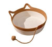 Cama tejida a mano para gatos con orejas lindas | Cuerda de algodón lavable plegable para mascotas Nest, Cat Scratch Board And Sleep Basket For Kittens And Pets, Ideal For Comfortable Naps At Home