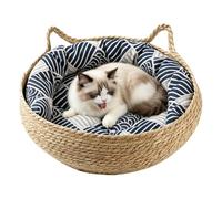 Cama Tejida Para Gatos Nidos Naturales Lavables Transpirables Portátiles | Cama Rascador para Gatos Para Dormir En Interior, Hogar, Salón, Dormitorio, Junto A La Mesa, Sofá Y Cama