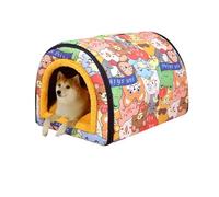 Cama Tipo Cueva 2 en 1 para Perros y Gatos - Casa Plegable Con Cojín Extraíble Antiansiedad - Suave y Cálida Tienda de Campaña para Cachorros y Conejos (S: 45 x 32 x 35)