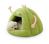 Cama tipo cueva para gatos, acogedora tienda de campaña para gatos y perros pequeños, cama de iglú cálida con cojín extraíble lavable, suave nido de gato para cachorros