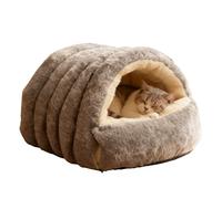 Cama Tipo Cueva para Gatos, casa Plegable cálida de Invierno, Suave para Dormir para Gatitos, recinto calmante para Mascotas, guarida Interior con Acolchado de algodón térmico para Comodidad en