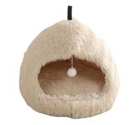 Cama tipo cueva para gatos peludos, parte inferior antideslizante, medio cerrada, antiestrés, para uso doméstico en interiores, gatos pequeños, perros, casa de descanso