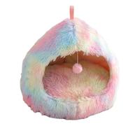Cama tipo cueva para gatos peludos, parte inferior antideslizante, medio cerrada, antiestrés, para uso doméstico en interiores, gatos pequeños, perros, descansar, casa de dormir, cueva para mascotas