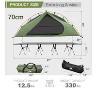 Cama Tipo Cuna de Campaña Night Cat para 1 Persona, Cama Elevada para Adultos, Tienda de Campaña Portátil de Fácil Montaje para Exteriores, Camping, Pesca, Senderismo