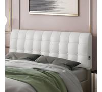 Cama Tipo Diván Con Cojín Grande De Respaldo En Cuña Montado En La Pared | Almohada De Cabecera Con Soporte Lumbar, Cojín De Lectura De Cuero Sintético, Rulo Decorativo,Marfil,Straps 47"/Full