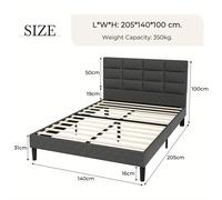 Cama tipo plataforma con cubierta de terciopelo, cabecero y listones de madera resistentes, no requiere cama de