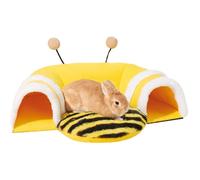 Cama tipo túnel de conejo, bonita forma de abeja, túneles y tubos extraíbles suaves para jaula, túnel de animales pequeños resistente para ratas, hámster, erizo, chinchilla