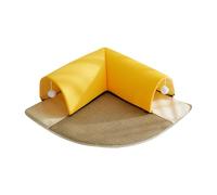 Cama tipo túnel para gatos amarilla, 60 x 60 cm, para gatos de interior, cojín de refrigeración portátil con cueva, lavable 2 en 1 con cojín extraíble para posadera, viajes y apartamento