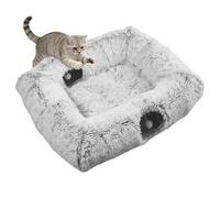 Cama tipo túnel para gatos, cueva rectangular de 4 vías para mascotas, cama de túnel de juguete de peluche para gatitos, camas y cuevas 2 en 1, para sala de estar, balcón, apartamento, interior