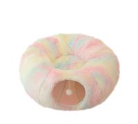 Cama tipo túnel para gatos plegable para interiores, cuevas para gatos, túnel de felpa lavable, redonda para mascotas con bola esponjosa, cuevas multifuncionales para dormir para mascotas (multicolor)