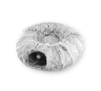 Cama Túnel para Gatos, Cama para Mascotas de Felpa Plegable y Cálida para Invierno para Gatos, Dormitorio, Parque Infantil, Almacén, Túnel para Gatos, Juguete con Fondo (Grey)