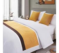 Cama valance, Camino de cama con empalme bicolor, bufandas for King, colcha cáñamo algodón, ropa , decorativa, bufanda final for habitación doble individual hotel en casa(L,50*180cm for 120cm Bed)
