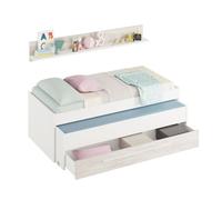 Cama y estante aglomerado blanco sin somieres y colchones 65x199x96cm 96 cm