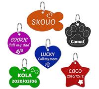 CAMAL Chapa Perro Grabada, Placa de Identificación Personalizada para Perros y Gatos, Chapas Personalizadas con Ronda, Estrella, Pescado, Corazón, Hueso, Huella Formas (Corazón)