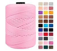 CAMAL Cuerda de Poliester 3mmx170m Hilo Macrame Trapillo para Tejer Bolsos Hilo Crochet Verano para Crochet Yarn Cuerda Trenzada para Manualidades Bolso de Mano (Rosa Claro)