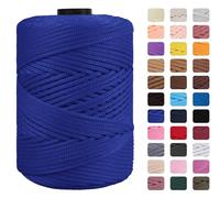 CAMAL Cuerda de Poliester 3mmx170m Hilo Macrame Trapillo para Tejer Bolsos Hilo Crochet Verano para Crochet Yarn Cuerda Trenzada para Manualidades Bolso de Mano (Azul Real)